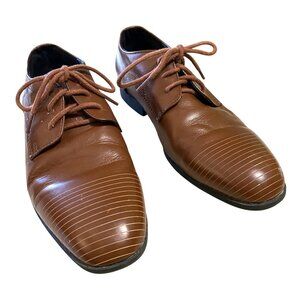 Kenneth Cole Straight Line Cognac Mens Derby Shoe Size 6 Academia Business Laces